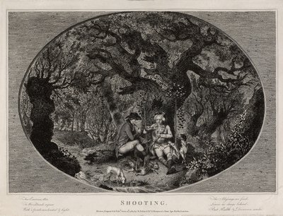 Skyting, gravert av Robert Pollard (1755-1838), utgitt i 1784 (litho) av James (after) Pollard