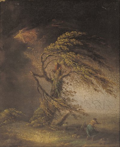 Et tre truffet av lynet (olje på lerret lagt ned om bord) av James (circle of) Ward