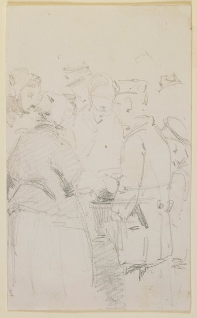 En gruppe figurer rundt en brazier, 1858. av James Abbott McNeill Whistler