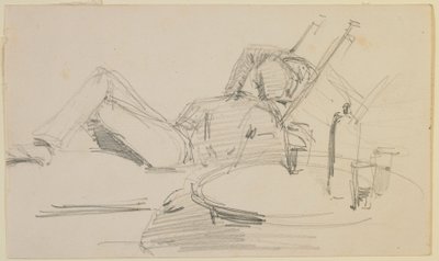 En mann lenende på en seng, 1858. av James Abbott McNeill Whistler