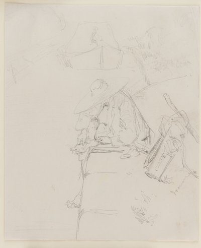 En mann satt på kanten av en vegg, 1858. av James Abbott McNeill Whistler