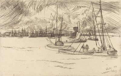 Amsterdam fra Tolhuis, 1863. av James Abbott McNeill Whistler