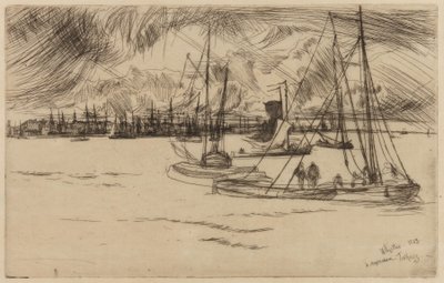 Amsterdam, fra Tolhuis, 1863. av James Abbott McNeill Whistler