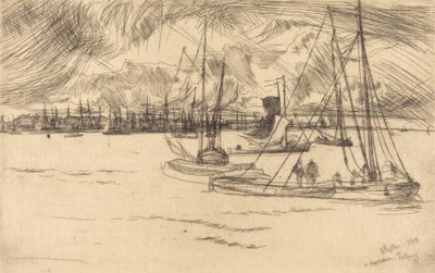 Amsterdam fra Tolhuis, 1863. av James Abbott McNeill Whistler