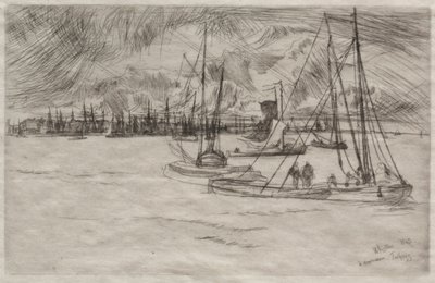 Amsterdam fra Tolhuis, 1863. av James Abbott McNeill Whistler