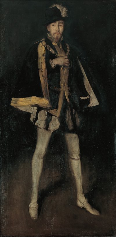 Arrangement in Black, nr. 3: Sir Henry Irving som Filip II av Spania, 1876, omarbeidet 1885. av James Abbott McNeill Whistler