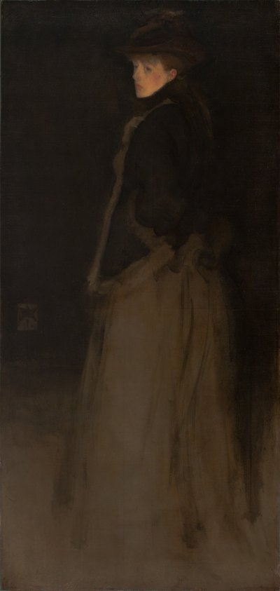Arrangement i svart og brunt, pelsjakken av James Abbott McNeill Whistler
