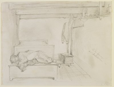 På Maladries gård, 1858 (blyant på off-white vevd papir av James Abbott McNeill Whistler