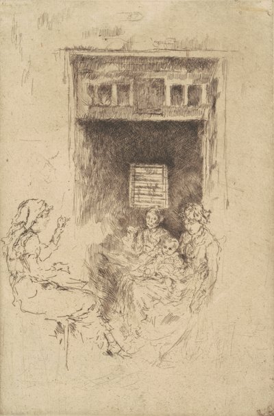 Bead-stringers, 1880 (svart etsning på lagt papir) av James Abbott McNeill Whistler