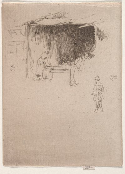 Stand på messe. av James Abbott McNeill Whistler