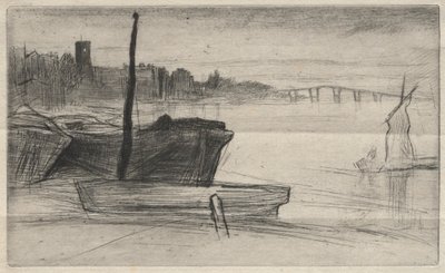 Chelsea Bridge and Church, 1871. av James Abbott McNeill Whistler
