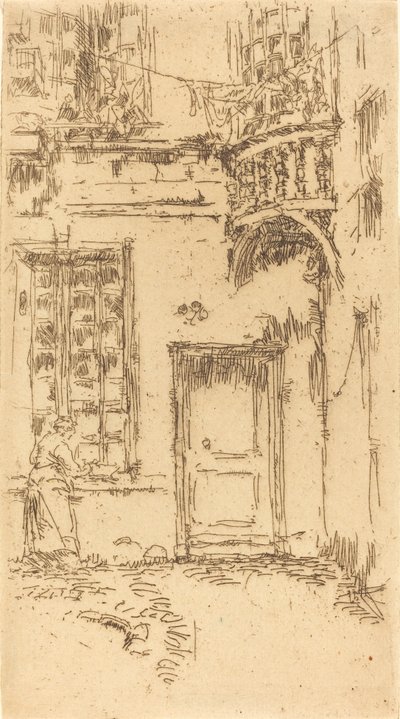 Courtyard, Rue P.L. Kurer, 1888. av James Abbott McNeill Whistler