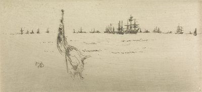 Dipping the Flag, fra et sett med tolv etsninger med tittelen The Naval Review, 1887 av James Abbott McNeill Whistler
