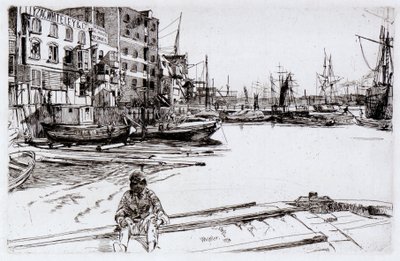 Eagle Wharf (Tyzac, Whitely og Co) av James Abbott McNeill Whistler