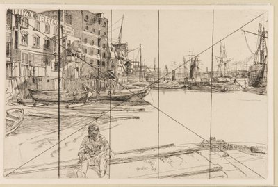 Eagle Wharf Tyzac Whiteley og Co., 1859. av James Abbott McNeill Whistler