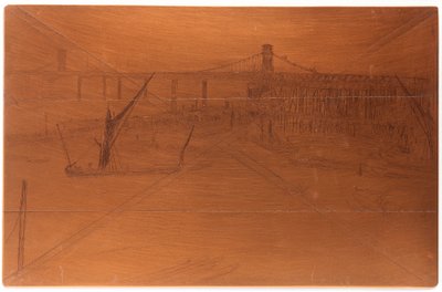Etseplate: Old Hungerford Bridge, 1861. av James Abbott McNeill Whistler