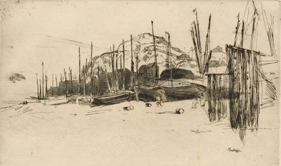 Fiskebåter, Hastings, 1877. av James Abbott McNeill Whistler
