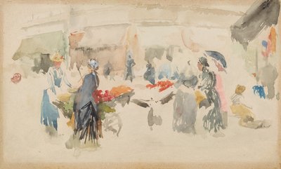 Blomstermarked: Dieppe, 1885. av James Abbott McNeill Whistler