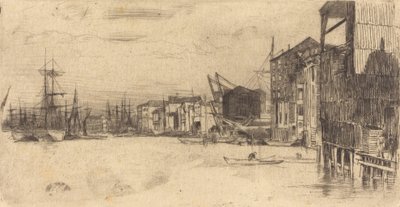 Free Trade Wharf, 1877. av James Abbott McNeill Whistler