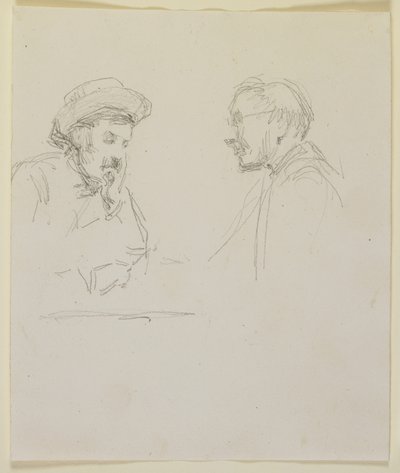 Hoder til to menn, ca. 1855-59 (blyant på off-white vevd papir) av James Abbott McNeill Whistler