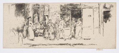 Avisbod, Rue de Seine, ca. 1892–93 (etsing; blekk på papir) av James Abbott McNeill Whistler