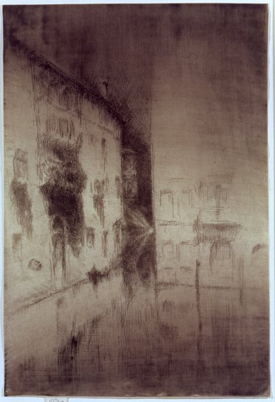 Nocturne: Palaces, 1879-80 (etsing og tørrpunkt på antikk lagt papir) av James Abbott McNeill Whistler