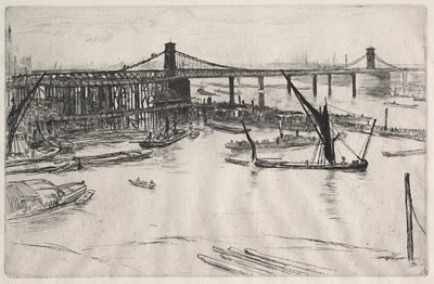 Old Hungerford Bridge. av James Abbott McNeill Whistler
