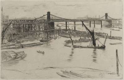 Old Hungerford Bridge, 1861 (radering på papir) av James Abbott McNeill Whistler