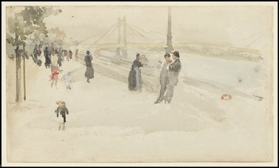 Rosa og sølv - Chelsea, the Embankment, ca. 1885 av James Abbott McNeill Whistler