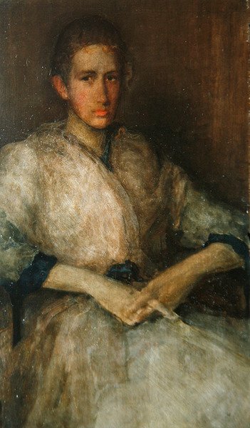 Portrett av Ellen Sturgis Hooper, ca. 1890 (olje på trepanel) (se også 419724) av James Abbott McNeill Whistler