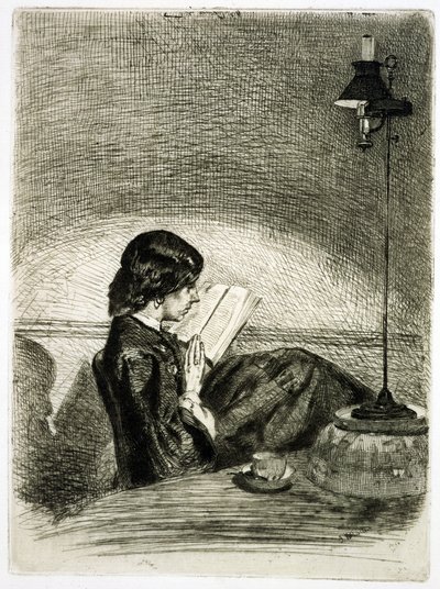 Lesing av Lamplight, 1858 av James Abbott McNeill Whistler