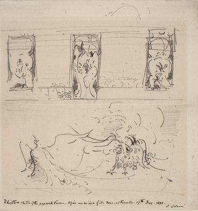 Skisse av påfuglrommet, 1898 av James Abbott McNeill Whistler