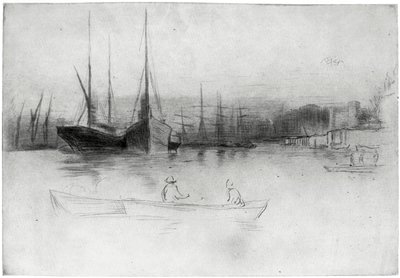 Dampbåter utenfor tårnet, 1875 1904. av James Abbott McNeill Whistler