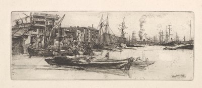 Thames Warehouses, 1859. av James Abbott McNeill Whistler