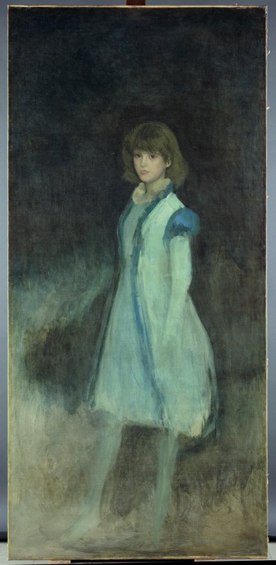 The Blue Girl: Portrait of Connie Gilchrist (1865-1946), ca. 1879 av James Abbott McNeill Whistler