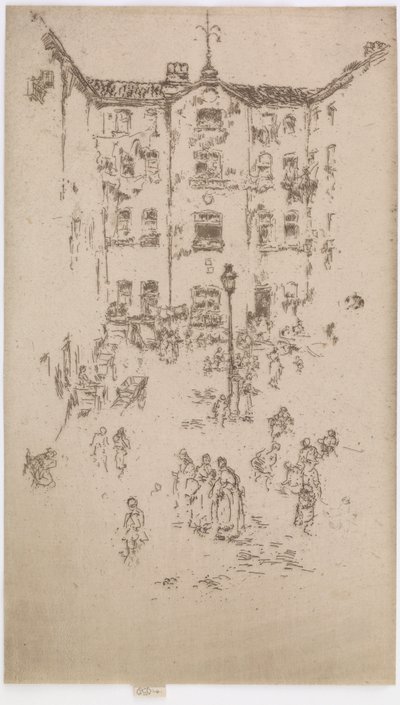 Gårdsplassen, Brussel, 1887. av James Abbott McNeill Whistler