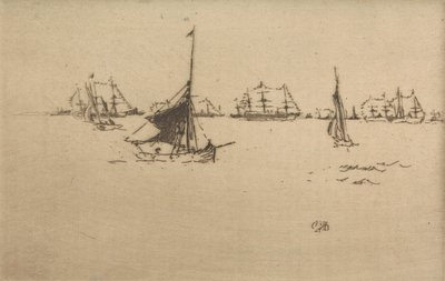 The Fleet: Evening, fra et sett med tolv etsninger med tittelen The Naval Review, 1887 av James Abbott McNeill Whistler