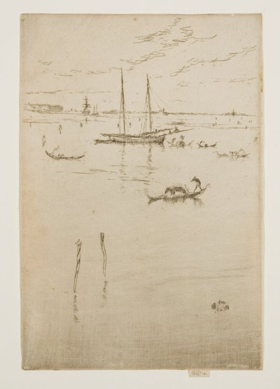 Den lille lagunen, fra de tolv etsningene, også kjent som det første Venezia-settet av James Abbott McNeill Whistler