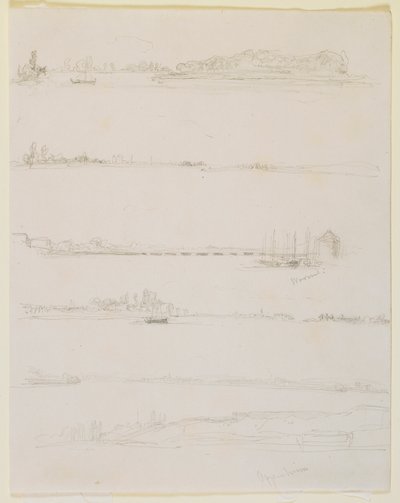 Rhinen, nær Worms og Oppeheim, 1858. av James Abbott McNeill Whistler