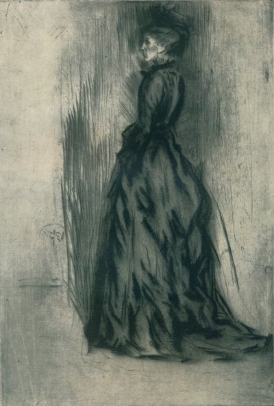 The Velvet Dress Frances Leyland, c1873, 1904 av James Abbott McNeill Whistler