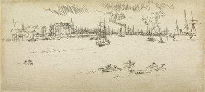 Tilbury, fra et sett med tolv etsninger med tittelen The Naval Review, 1887 av James Abbott McNeill Whistler