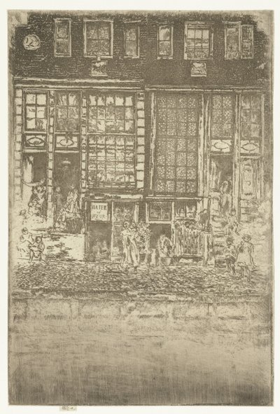 To kanalhus i Amsterdam Brodert gardin av James Abbott McNeill Whistler