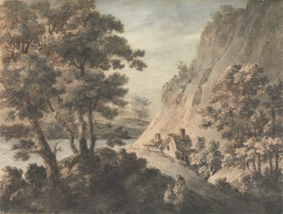 Landskap med elv og figurer av James Adam