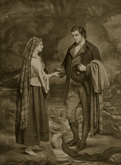 Trolovelse av Robert Burns og Highland Mary, 1785, illustrasjon fra 