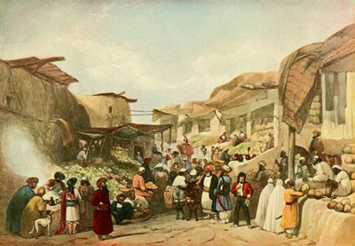 Hovedgaten i basaren i Kabul i fruktsesongen, c1840, 1901. av James Atkinson