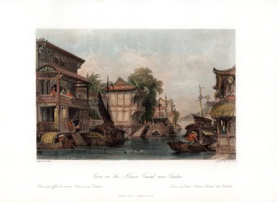 Scene på Honan-kanalen, nær Canton, Kina, c1840. av James B. Allen