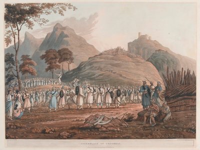 "Assemblage of Ghoorkas" av James Baillie (after) Fraser