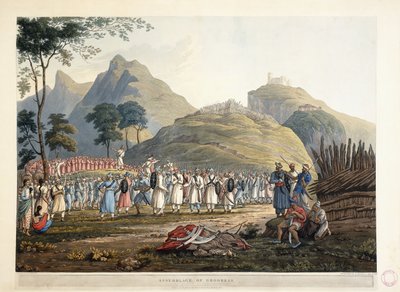 Forsamlingen av Ghoorkas, 1820 av James Baillie Fraser