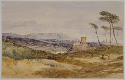 Landskap med slott og figurer av James Baker Pyne
