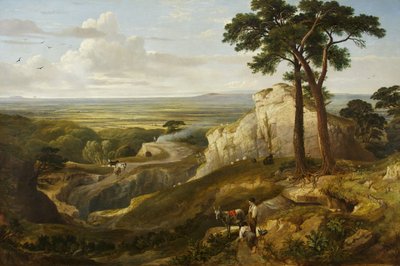 Utsikt fra Mendips, ca. 1840 (olje på lerret) av James Baker Pyne